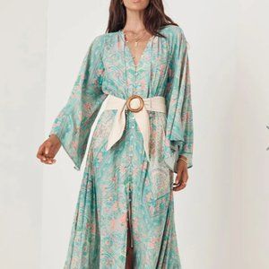 FARRAH HALF MOON GOWN Aqua